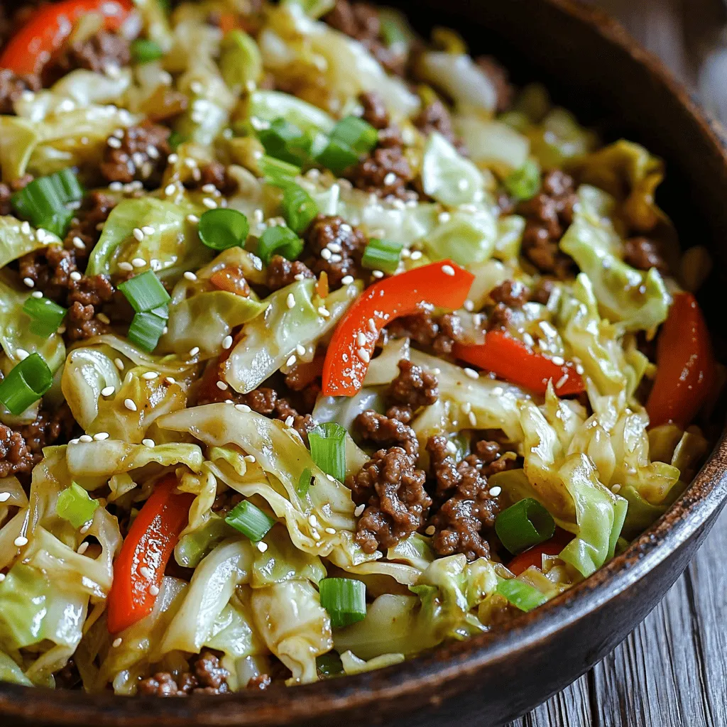 To make a low-carb cabbage and beef stir fry, start with some key ingredients. The main star is ground beef. I recommend using 1 pound of lean ground beef. It cooks fast and stays juicy.