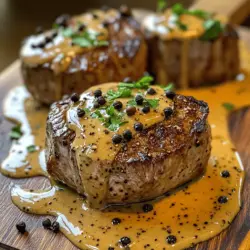 Seared Filet Mignon with Shallot Peppercorn Cream Sauce