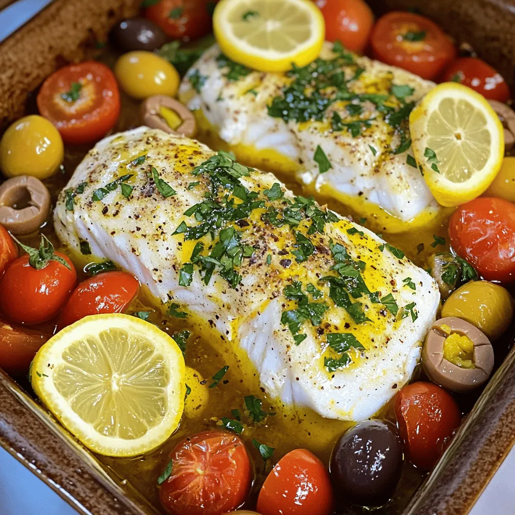 To make a great Mediterranean baked fish recipe, you need key ingredients. Fresh fish fillets are a must. I recommend cod or tilapia for their mild taste and flaky texture. Choose four fillets for a family meal.