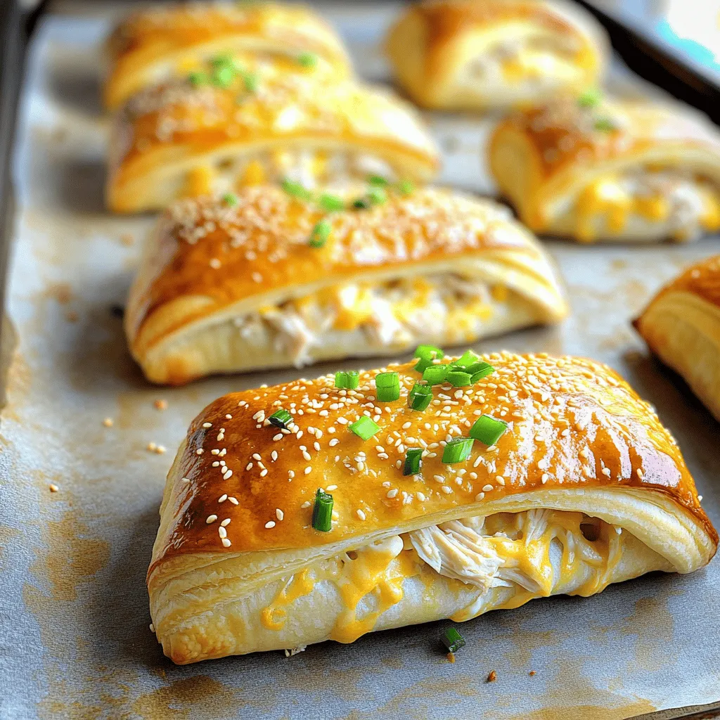 Chicken crescent rolls are a delightful treat made with flaky dough and savory filling. They combine cooked chicken, cream cheese, and spices. The result is a warm, cheesy bite that many love.