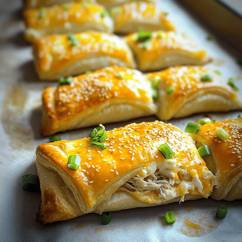 Chicken crescent rolls are a delightful treat made with flaky dough and savory filling. They combine cooked chicken, cream cheese, and spices. The result is a warm, cheesy bite that many love.