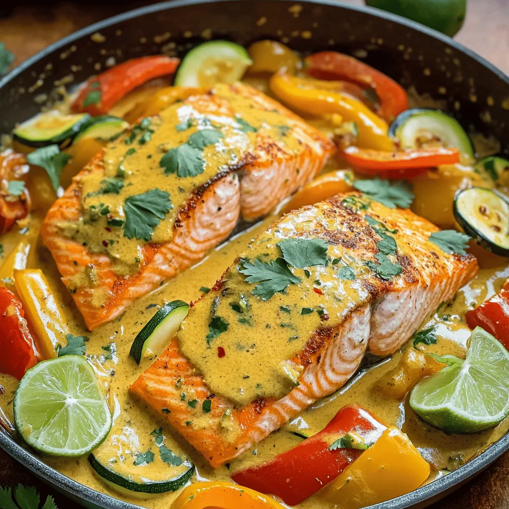 The main ingredients in coconut curry salmon with garlic butter bring bold flavors and a rich texture. You need two salmon fillets, each about six ounces. Fresh salmon gives the best taste and texture.