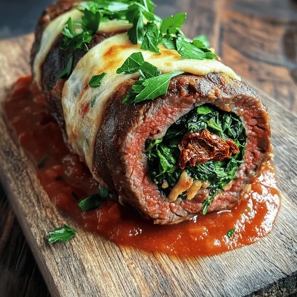 To make melt in your mouth beef braciole, you need a few key ingredients. Start with 1.5 lbs of thinly sliced flank steak. This cut is perfect because it is tender and absorbs flavors well. You want it thin enough to roll easily, yet thick enough to hold the filling.