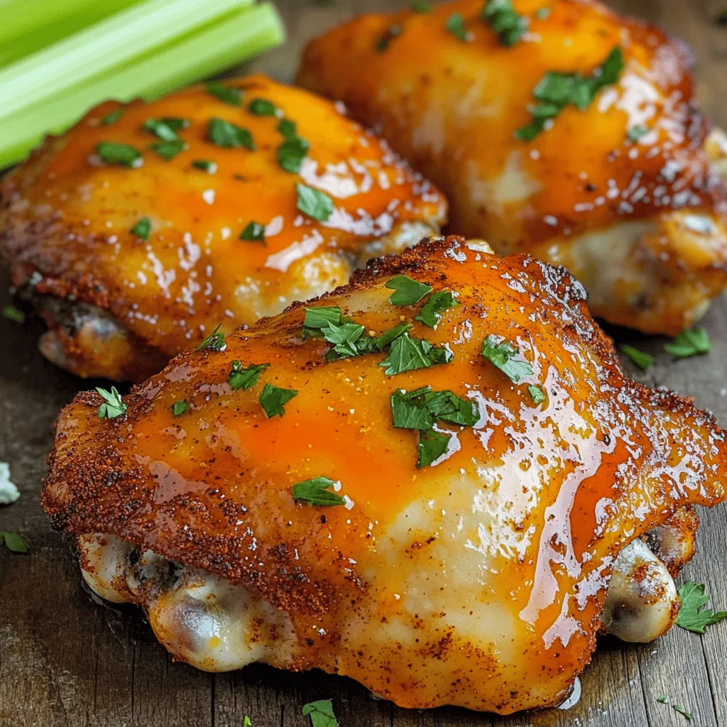 To create mouthwatering spice rubbed buffalo chicken thighs, start with fresh, high-quality ingredients. You’ll need four bone-in, skin-on chicken thighs. This cut gives you flavor and moisture. Olive oil helps the rub stick and adds richness.