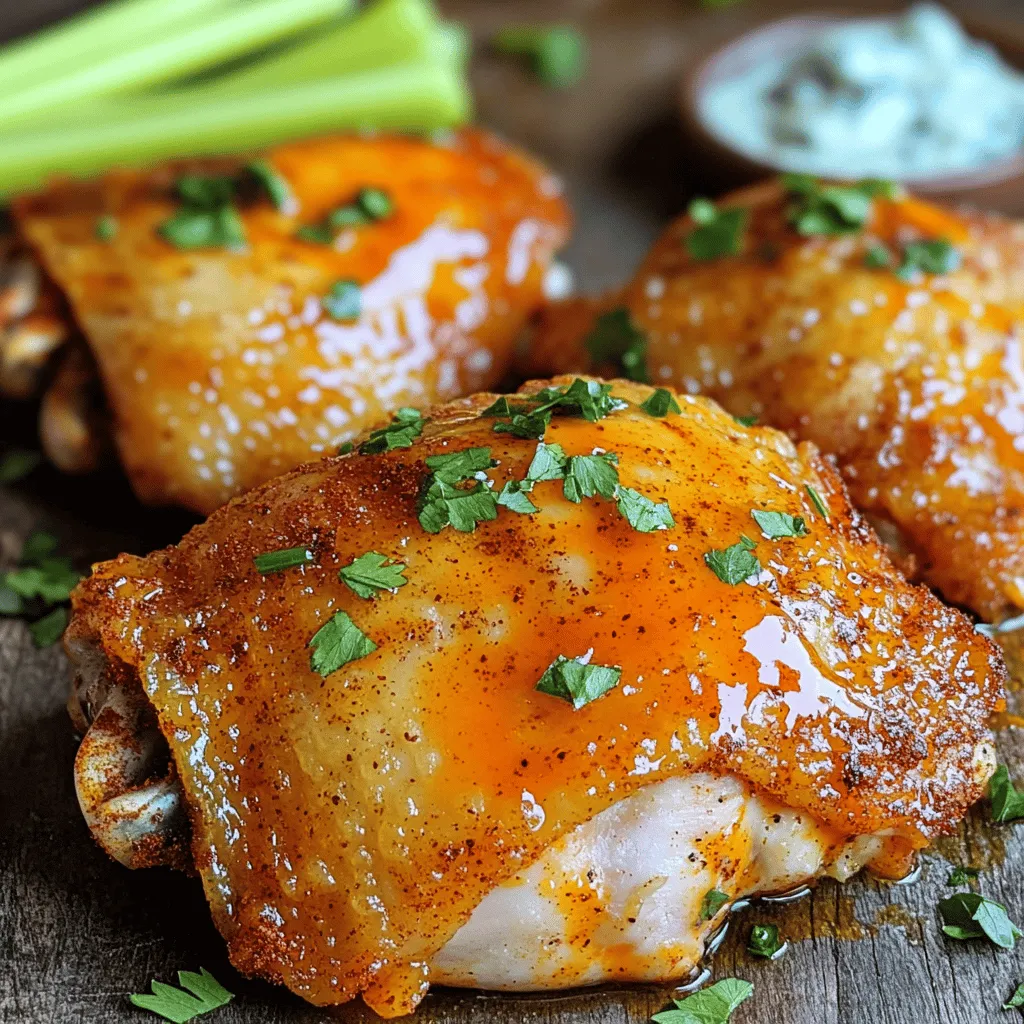 To create mouthwatering spice rubbed buffalo chicken thighs, start with fresh, high-quality ingredients. You’ll need four bone-in, skin-on chicken thighs. This cut gives you flavor and moisture. Olive oil helps the rub stick and adds richness.