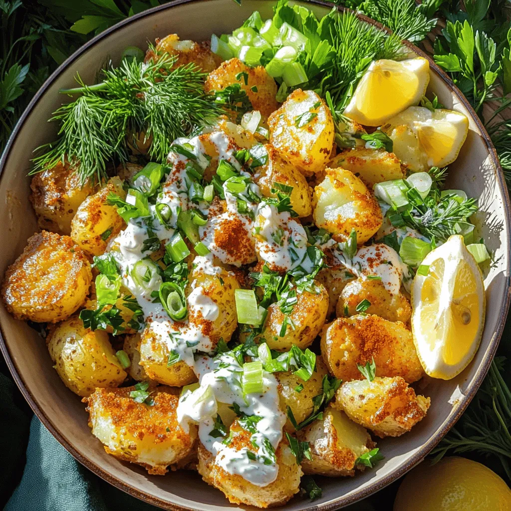 To make a crispy herb smashed potato salad, you need a few key ingredients. First, choose the best potatoes for smashing. I like baby Yukon Gold or Red potatoes. They are creamy and hold up well when you smash them.