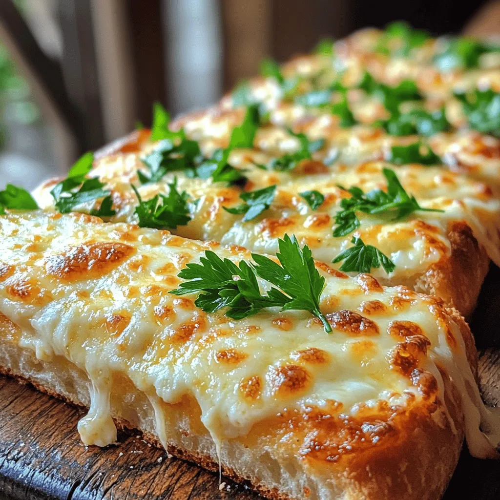 To make cheesy garlic bread melts, you need simple and fresh ingredients. First, choose a loaf of bread. I like using French bread or sourdough. These breads have a nice crust that holds up well to toppings.