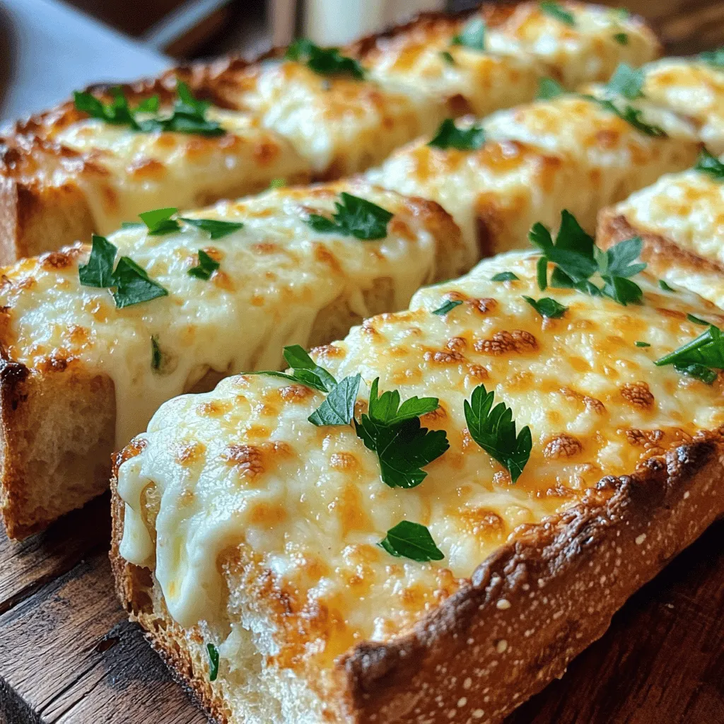 To make cheesy garlic bread melts, you need simple and fresh ingredients. First, choose a loaf of bread. I like using French bread or sourdough. These breads have a nice crust that holds up well to toppings.