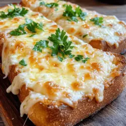 To make cheesy garlic bread melts, you need simple and fresh ingredients. First, choose a loaf of bread. I like using French bread or sourdough. These breads have a nice crust that holds up well to toppings.