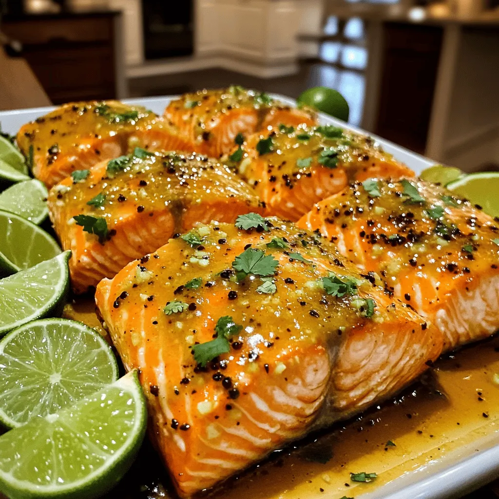 The key ingredients for honey-lime garlic butter baked salmon are simple yet flavorful. You will need four salmon fillets, which serve as the star of the dish. Next, gather four tablespoons of unsalted butter, melted to create a rich base. You will also need three tablespoons of honey and three tablespoons of fresh lime juice. This combination gives the honey-lime garlic butter sauce its sweet and tangy taste.