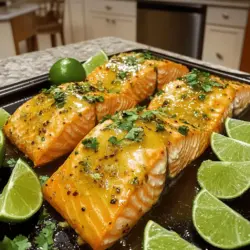 The key ingredients for honey-lime garlic butter baked salmon are simple yet flavorful. You will need four salmon fillets, which serve as the star of the dish. Next, gather four tablespoons of unsalted butter, melted to create a rich base. You will also need three tablespoons of honey and three tablespoons of fresh lime juice. This combination gives the honey-lime garlic butter sauce its sweet and tangy taste.