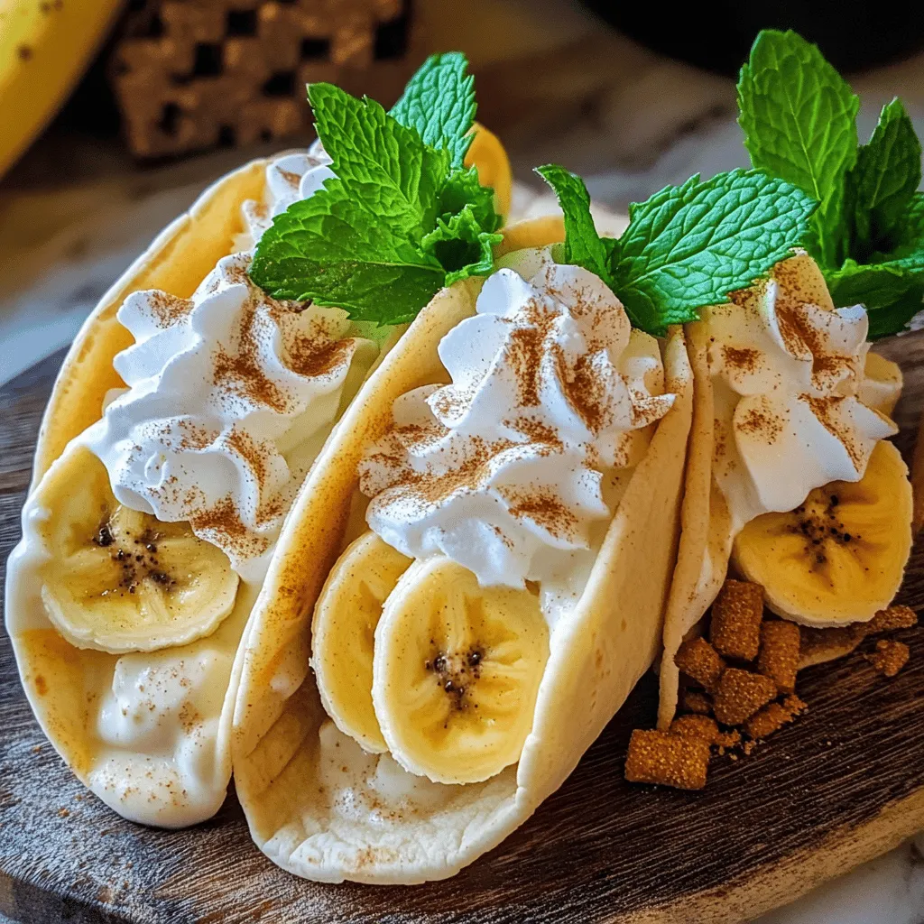 To make banana pudding tacos, you need some key ingredients. The base for your tacos is soft flour tortillas. I suggest using small taco shells, which are easy to fill. The filling starts with vanilla pudding. You can use store-bought or make it from scratch.