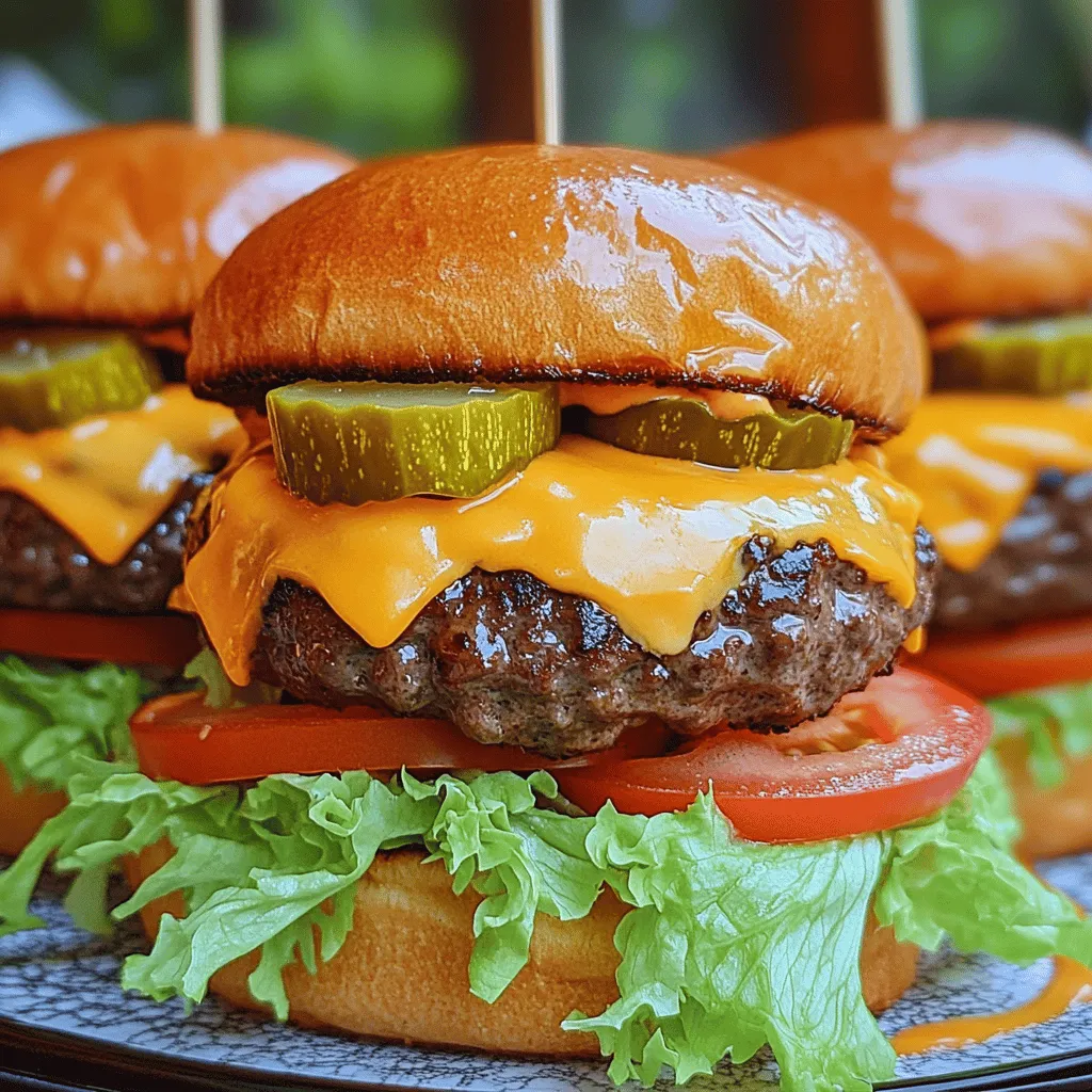 To make the best mini Big Mac cheeseburgers, start with the right ingredients. You need ground beef, onion powder, garlic powder, salt, and pepper. Get slider buns, cheddar cheese, lettuce, tomato, pickles, and thousand island sauce. These simple items create amazing flavors.