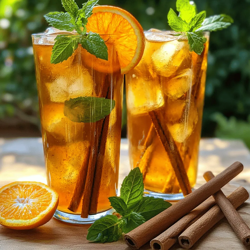To make easy orange cinnamon iced tea, you need a few key ingredients. First, you will need 4 cups of water. This is the base for your tea. Next, pick your tea bags. You can use 4 black tea bags or green tea bags for a milder taste.