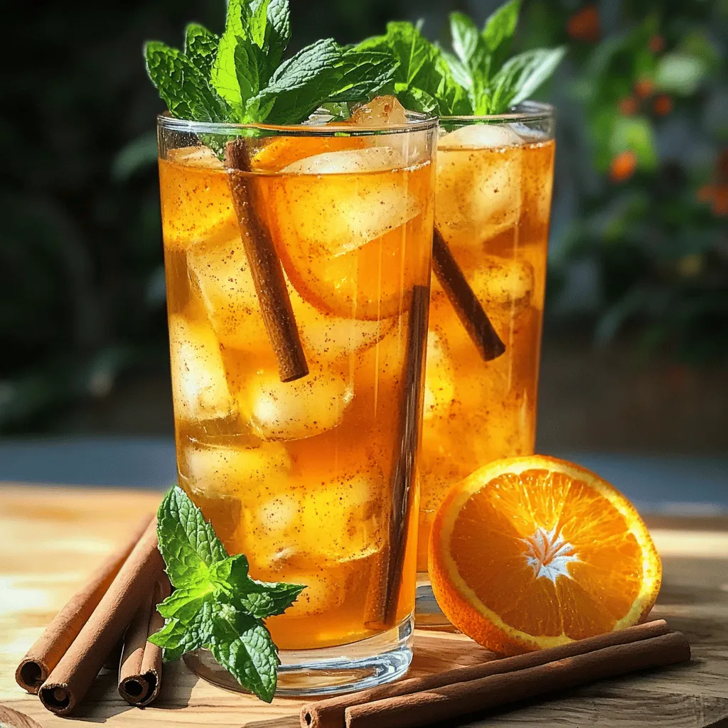 To make easy orange cinnamon iced tea, you need a few key ingredients. First, you will need 4 cups of water. This is the base for your tea. Next, pick your tea bags. You can use 4 black tea bags or green tea bags for a milder taste.
