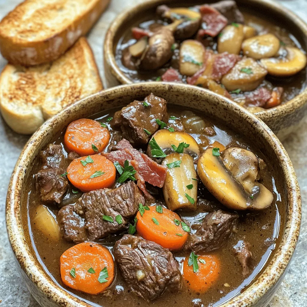 To make a great beef bourguignon, you need a few key ingredients. The most important is beef. I recommend using beef chuck. This cut has the right fat and flavor for stews. It becomes tender and juicy after slow cooking.