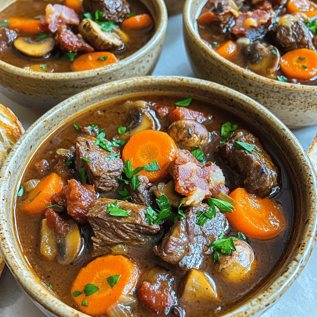 To make a great beef bourguignon, you need a few key ingredients. The most important is beef. I recommend using beef chuck. This cut has the right fat and flavor for stews. It becomes tender and juicy after slow cooking.