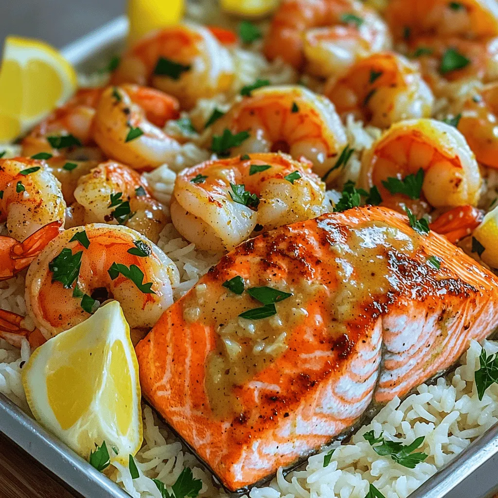 To make Cajun salmon and shrimp with garlic butter sauce, you need a few key ingredients. Start with two salmon fillets, about six ounces each. Then, grab eight ounces of shrimp, peeled and deveined. You will also need one tablespoon of Cajun seasoning. This spice mix adds heat and flavor.