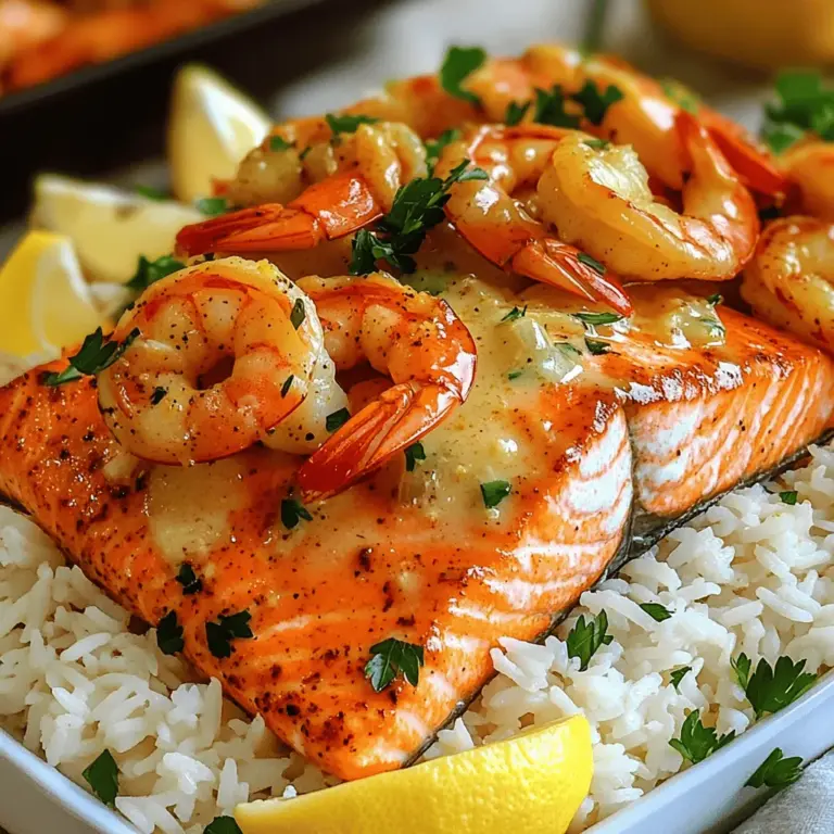 To make Cajun salmon and shrimp with garlic butter sauce, you need a few key ingredients. Start with two salmon fillets, about six ounces each. Then, grab eight ounces of shrimp, peeled and deveined. You will also need one tablespoon of Cajun seasoning. This spice mix adds heat and flavor.