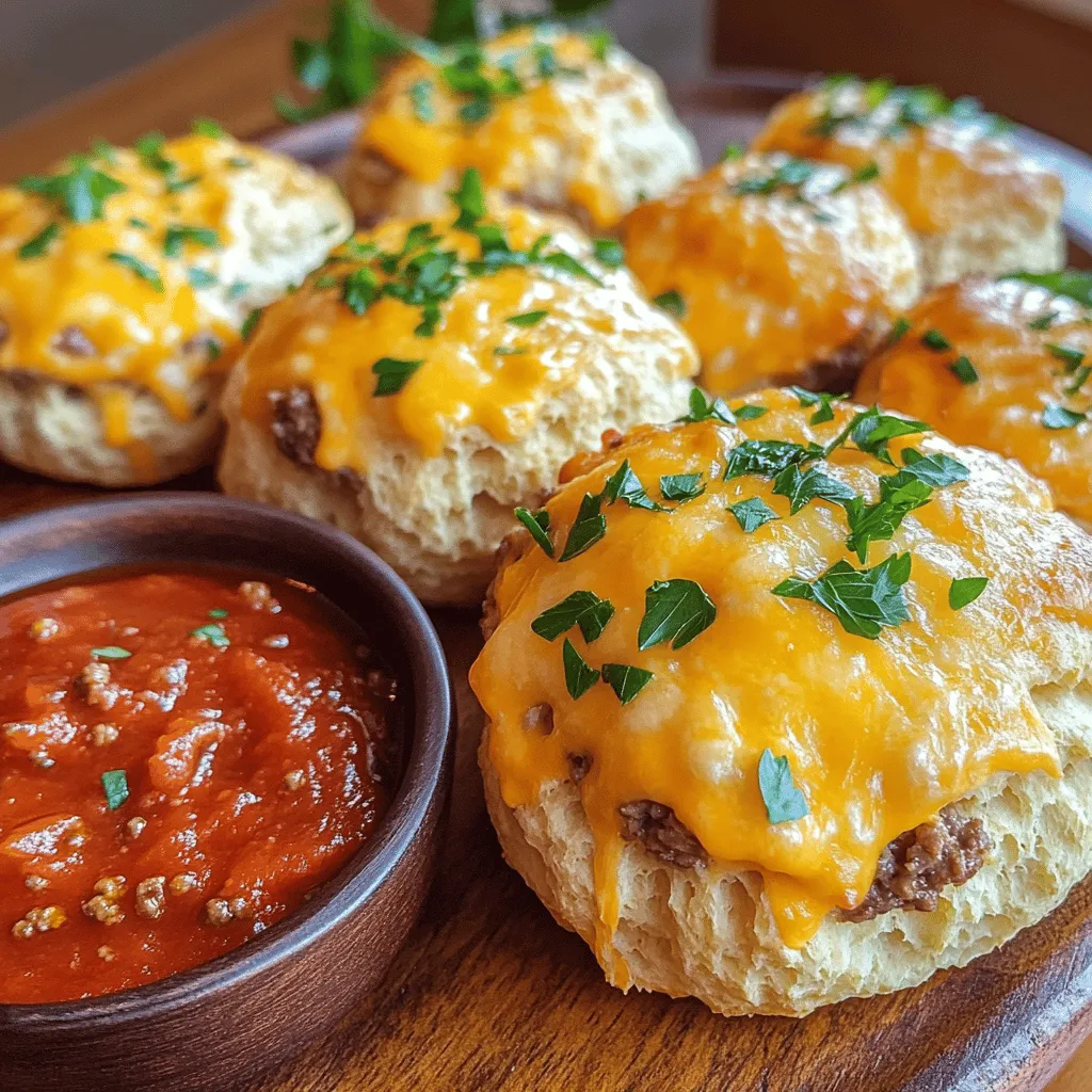 Cheesy beef biscuit bombs are a fun and tasty appetizer. They combine ground beef, cheese, and biscuit dough. You fill the dough with a cheesy beef mix and bake it until golden brown. These little bites are perfect for parties or game nights.