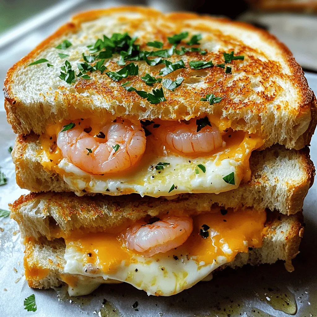 To make a garlic butter shrimp grilled cheese sandwich, you need a few key ingredients. First, you require large shrimp. I suggest using 8 large shrimp, peeled and deveined. This gives you a nice, meaty bite.