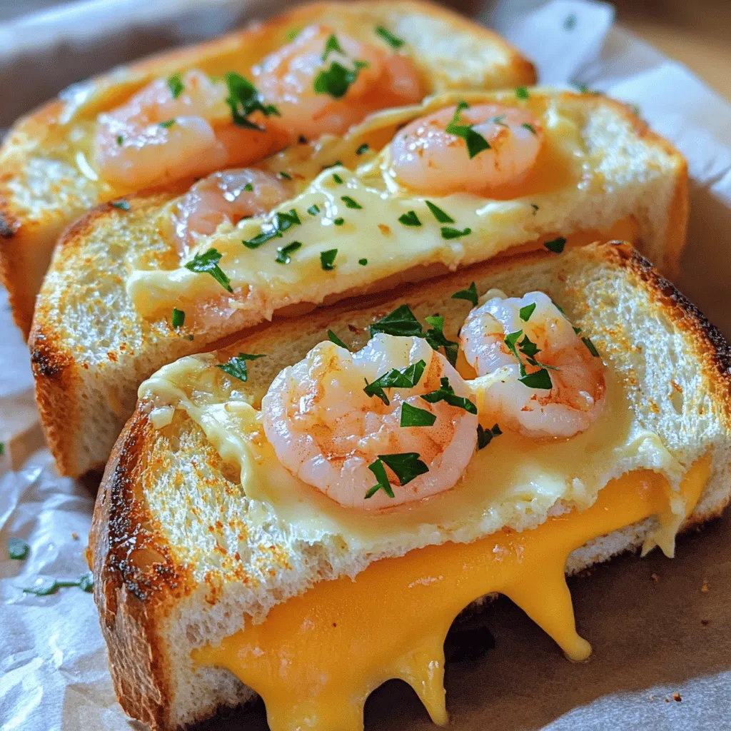 To make a garlic butter shrimp grilled cheese sandwich, you need a few key ingredients. First, you require large shrimp. I suggest using 8 large shrimp, peeled and deveined. This gives you a nice, meaty bite.