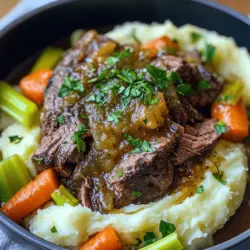 Savory Pot Roast over Mashed Potatoes Delight