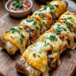 Philly cheesesteak stuffed cheesy breadsticks combine two great dishes into one. They are fun to eat and packed with flavor. These stuffed cheesy breadsticks make perfect cheesy appetizers or savory snacks.