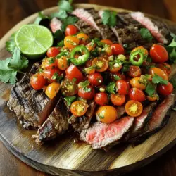 Grilled Flank Steak with Tomato Pepper Salsa Delight