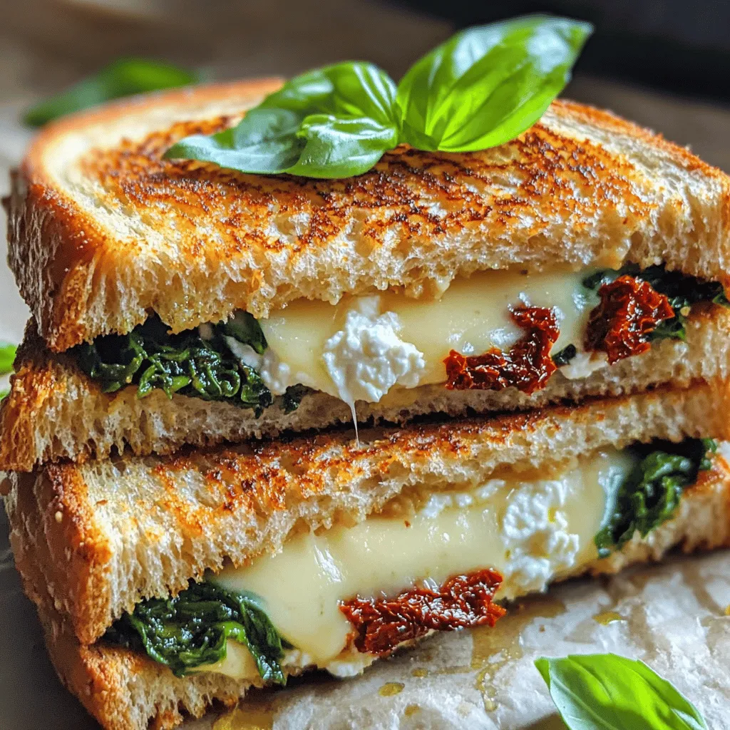 To make the Sun-Dried Tomato, Spinach, and Ricotta Grilled Cheese, you need these tasty items: