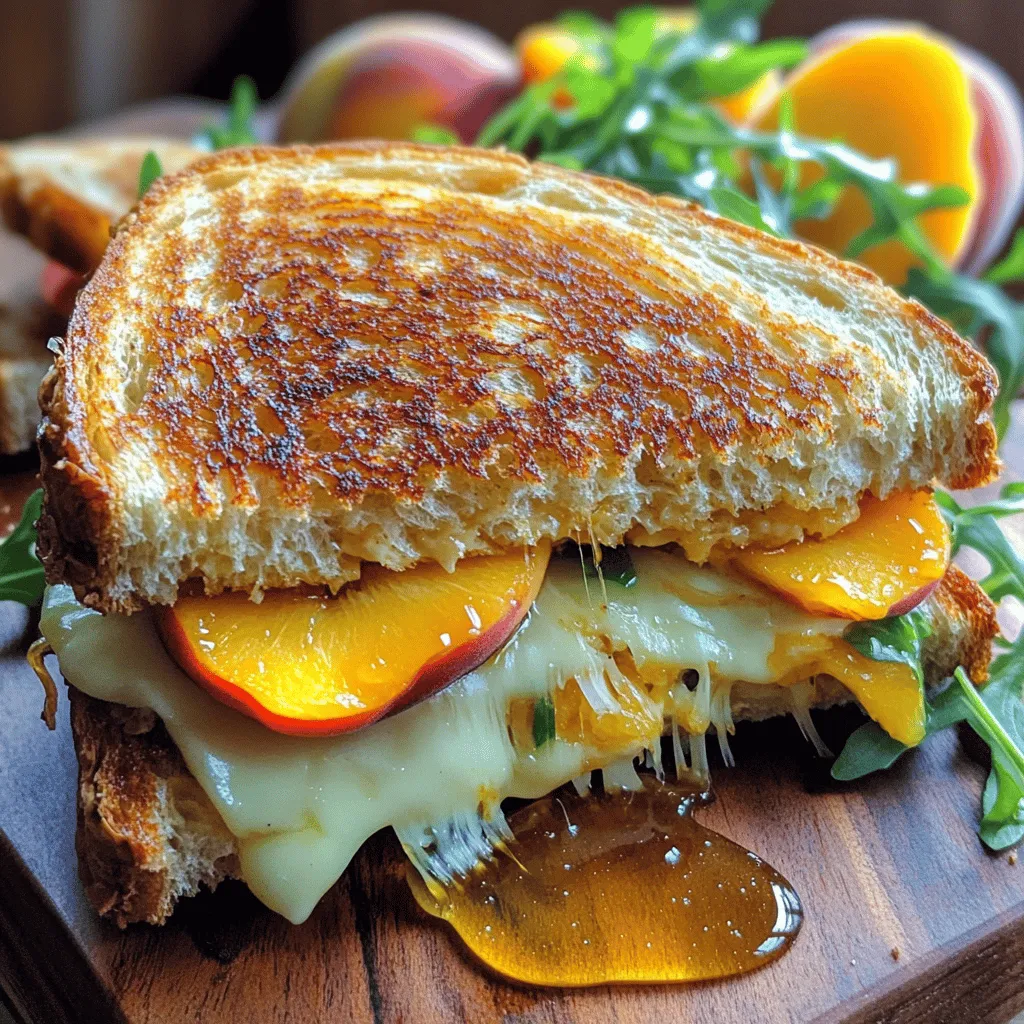 Cooking this Honey Peach White Cheddar Grilled Cheese is simple with the right ingredients. Here’s what you need: