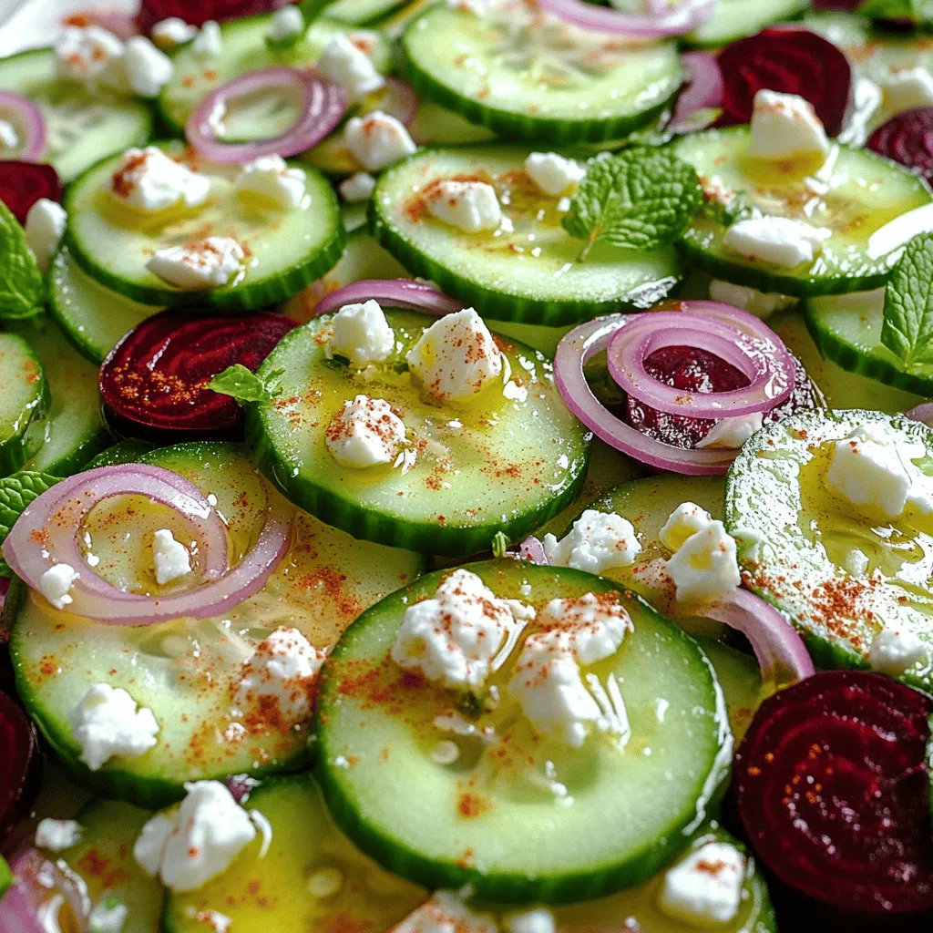 To make a cucumber and beetroot salad, you need fresh ingredients. Here are the main items: