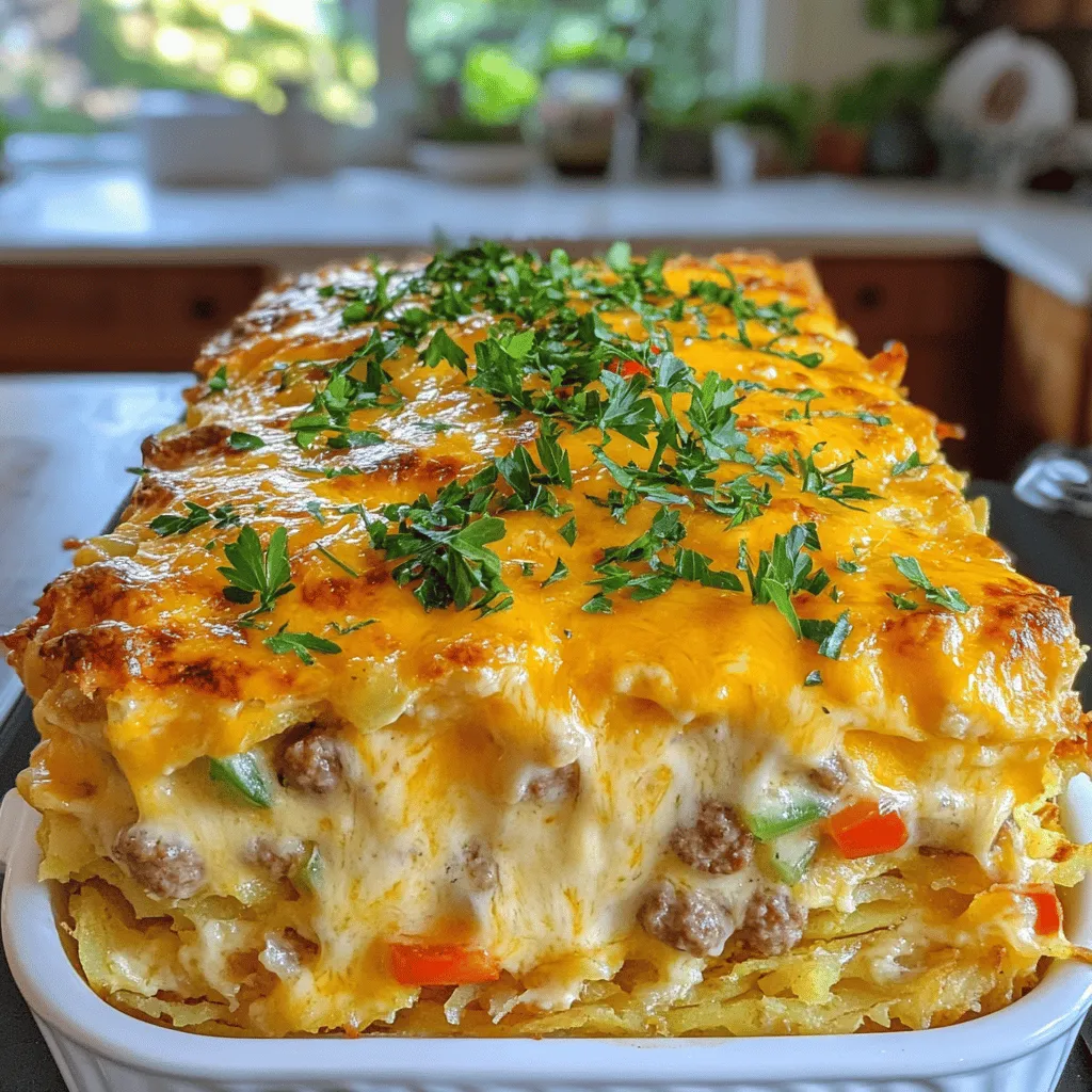 The Ultimate Savory Breakfast Sausage & Cheese Casserole is a perfect dish for any morning. You can make it for a big brunch or a cozy family breakfast. The mix of sausage, eggs, and cheese creates a tasty blend.