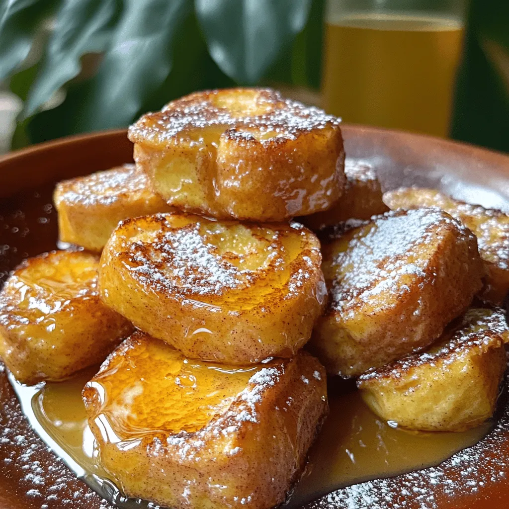 To make cinnamon roll french toast bites, you need simple ingredients.