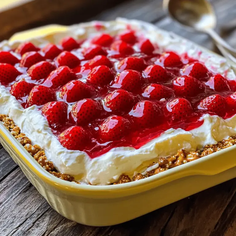To make your Strawberry Pretzel Salad, gather these items: - 2 cups crushed pretzels - 1/2 cup unsalted butter, melted - 1/4 cup granulated sugar - 1 (8 oz) package cream cheese, softened - 1/2 cup powdered sugar - 1 (8 oz) container of whipped topping (like Cool Whip) - 2 cups fresh strawberries, hulled and sliced - 1 cup strawberry gelatin (such as Jell-O) - 2 cups boiling water - 1 1/2 cups cold water