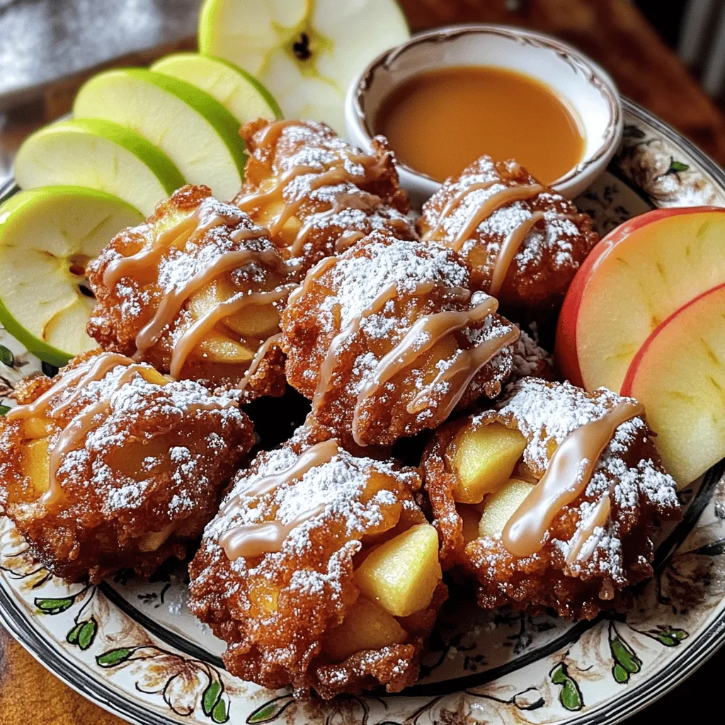 To make apple fritter bites, gather your ingredients. You need apples, flour, sugar, and spices. I love using two medium-sized apples. Peel and dice them into small pieces. This makes them easy to mix into the batter.