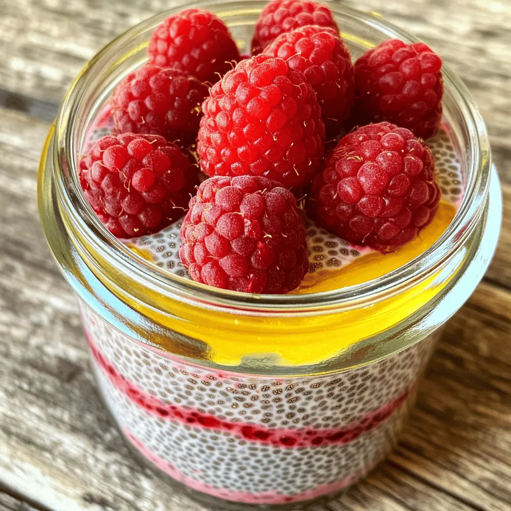 - 1 cup fresh raspberries - 2 tablespoons honey or maple syrup - 1 cup almond milk - 1/4 cup chia seeds - 1 teaspoon vanilla extract - 1/2 teaspoon lemon juice - A pinch of salt