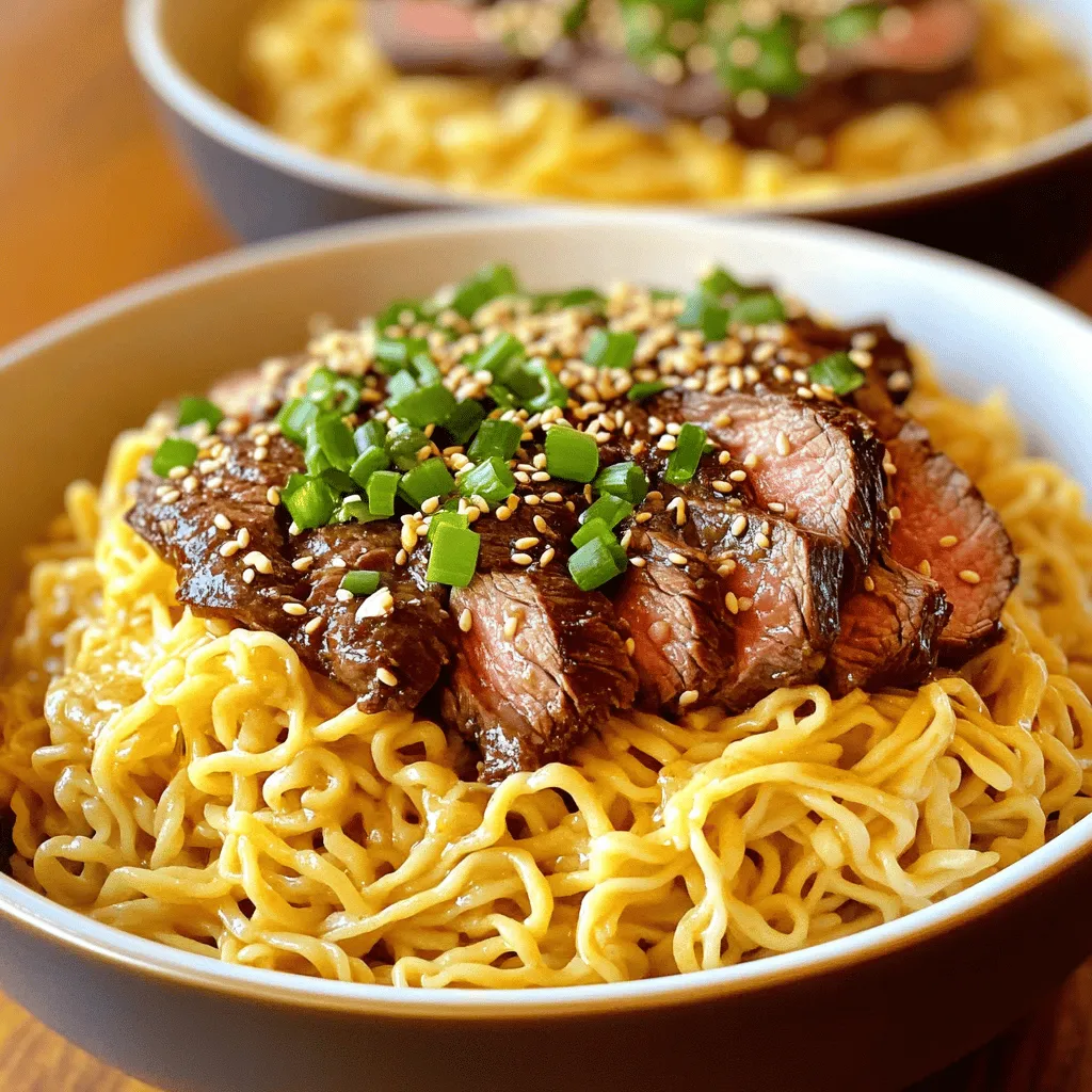 - 8 oz. egg noodles - 1 lb. flank steak, sliced thinly - 4 tablespoons unsalted butter