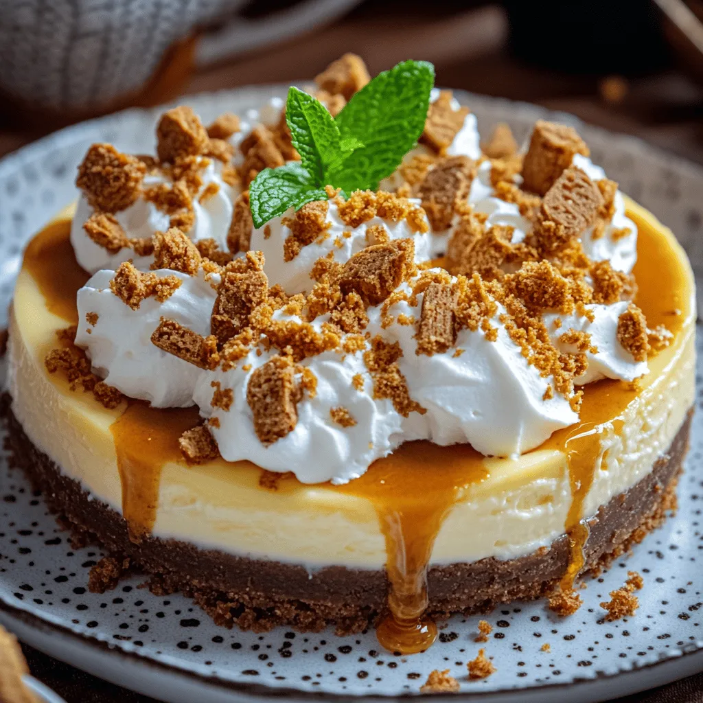 This cheesecake is a blend of creamy goodness and crunchy Lotus cookies. The first step is making the crust. You crush one cup of Lotus Biscoff cookies. Mix these crumbs with four tablespoons of melted butter. Press this mix into a springform pan. Bake it for ten minutes to set.