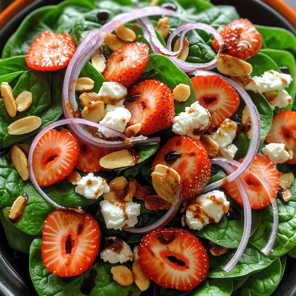 To make a great strawberry spinach salad, you'll need the following ingredients: