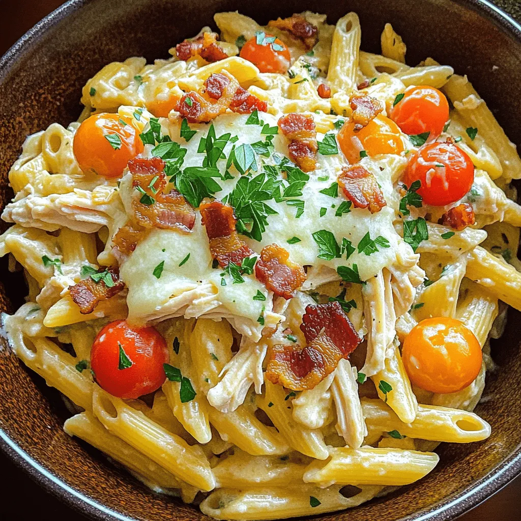 To make the best Chicken Bacon Ranch Pasta, you'll need these simple ingredients: