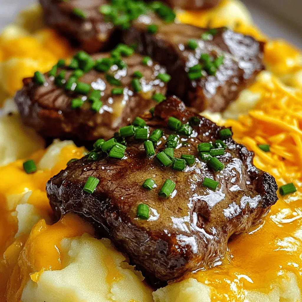 - 1 lb sirloin steak, cut into bite-sized pieces - 4 tablespoons unsalted butter - 4 cloves garlic, minced - 1 teaspoon fresh rosemary, chopped - 1 teaspoon fresh thyme, chopped