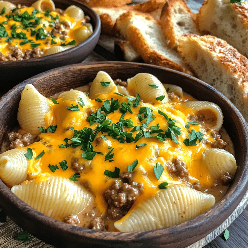 To make Creamy Beef and Shells, you will need the following ingredients: