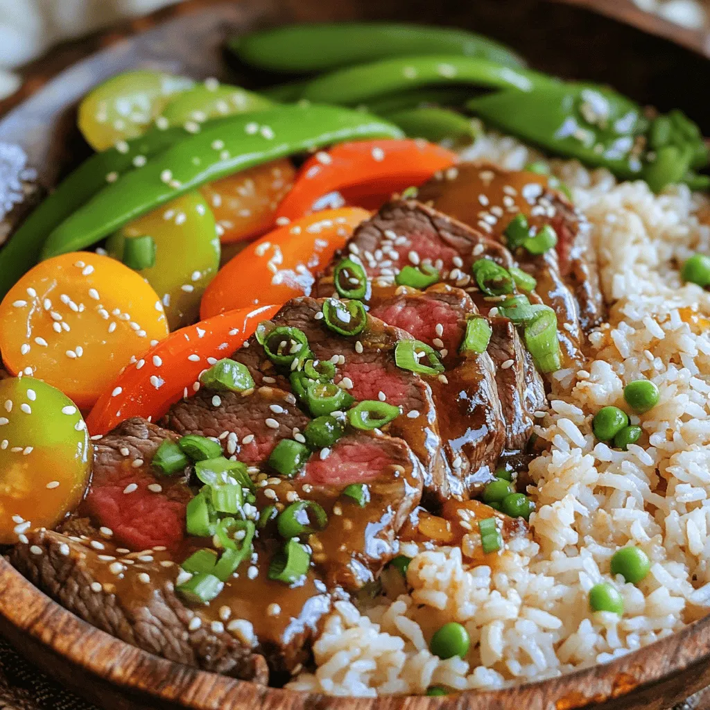- 1 lb flank steak, thinly sliced - 2 tablespoons olive oil - 2 cups cooked jasmine rice