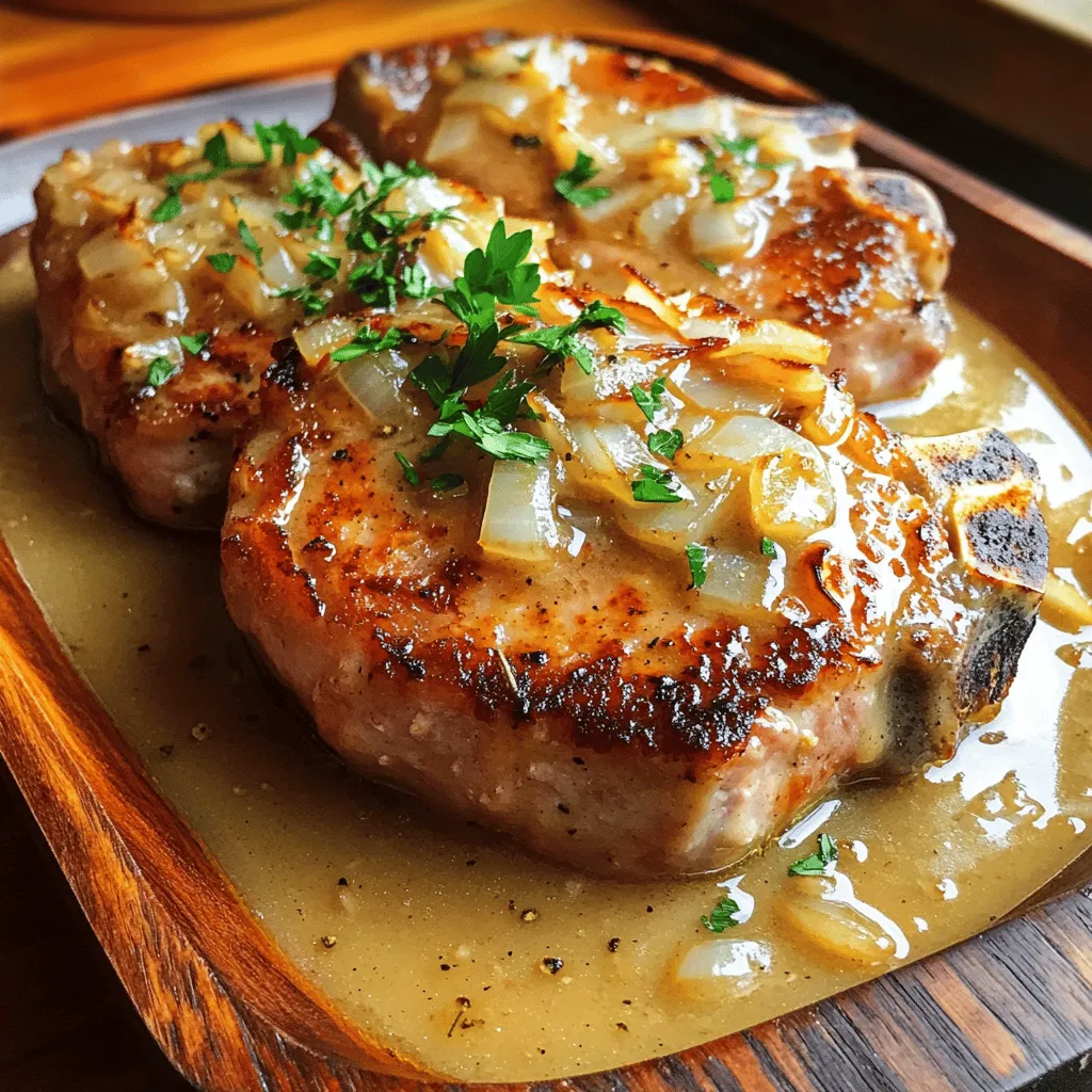 - 4 boneless pork chops - Seasonings: Salt, pepper, garlic powder, onion powder - Cooking essentials: Olive oil, chicken broth, heavy cream