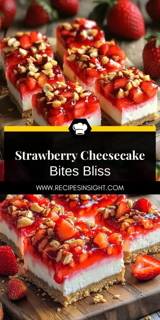 Indulge in the deliciousness of Strawberry Cheesecake Crunch Bites, a perfect blend of creamy and crunchy flavors! In this easy-to-follow recipe, you'll discover simple steps to whip up these irresistible treats, ideal for snacks or parties. Learn how to customize with different fruits or dietary options to make them your own. Get ready to impress your friends and family—click through to explore the full recipe and start creating your own scrumptious bites today!