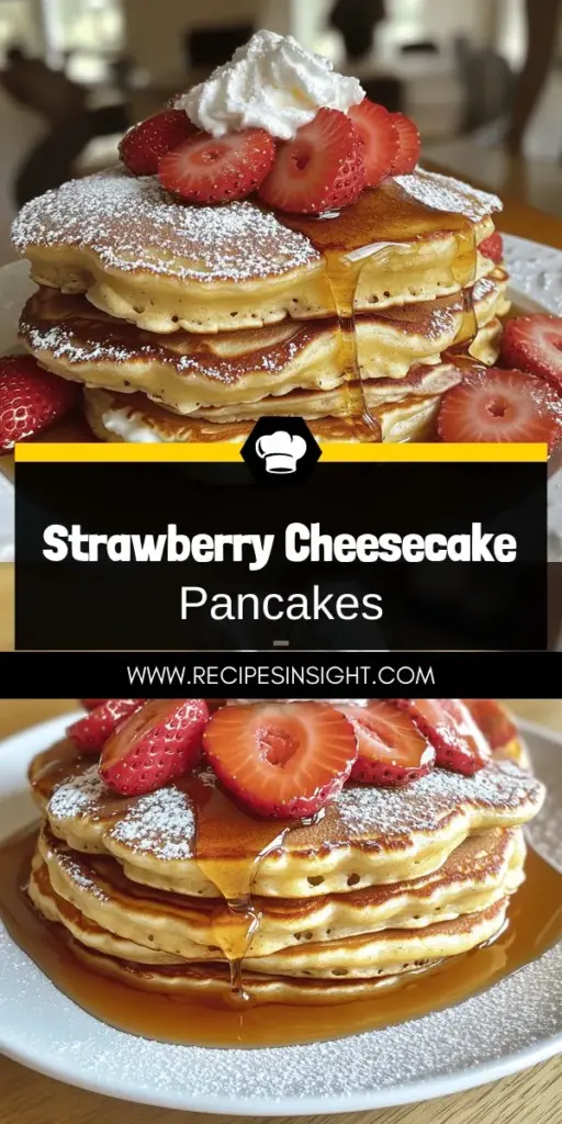 Indulge in a breakfast delight with Strawberry Cheesecake Pancakes! This fun recipe combines fluffy pancakes with a creamy cheesecake filling and luscious strawberries, creating a perfect morning treat. Simple ingredients and easy steps make them a breeze to whip up. Don't miss out on this delicious twist on a classic breakfast! Click through to discover the full recipe and impress your family with these mouthwatering pancakes that taste like dessert!