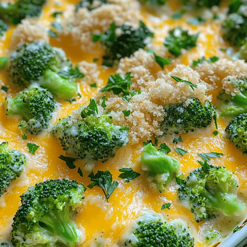 - Fresh broccoli florets - Cheddar cheese options - Cream of mushroom soup alternatives