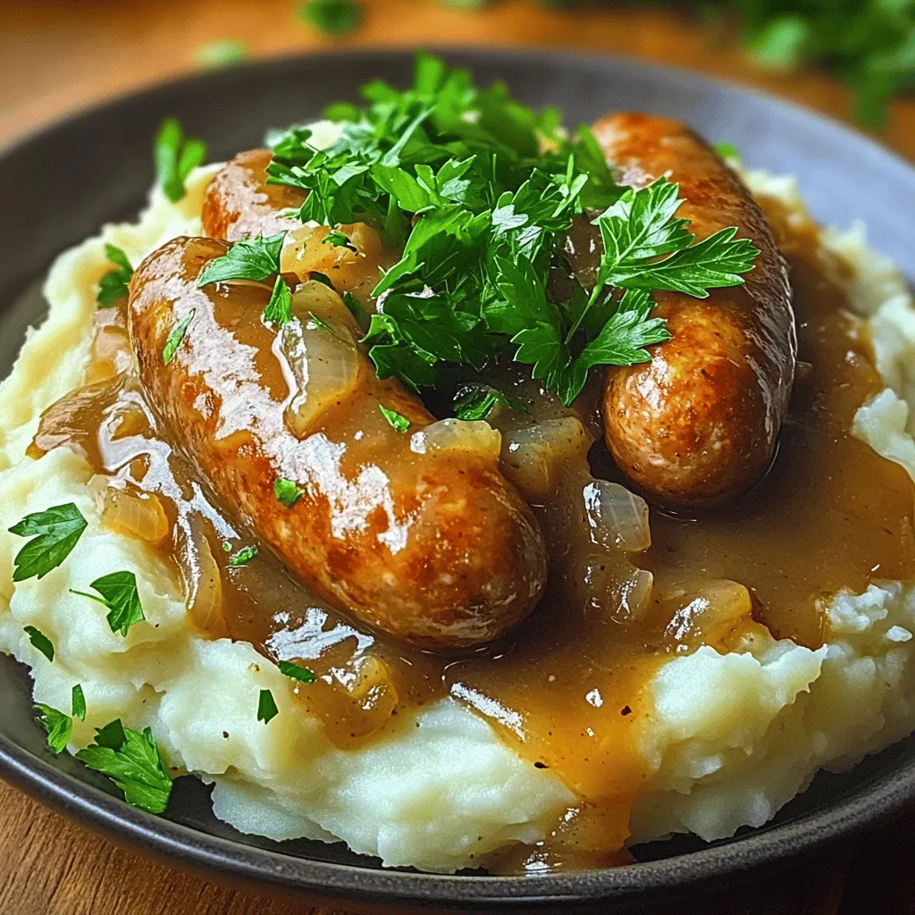 To make Bangers and Mash with Onion Gravy, you need some fresh and simple ingredients. Here’s what you will need: