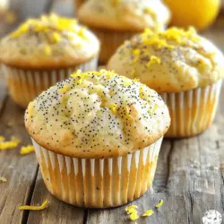 - 1 ½ cups all-purpose flour - ½ cup granulated sugar - 2 teaspoons baking powder - ½ teaspoon baking soda - ½ teaspoon salt - 2 tablespoons poppy seeds - 1 large egg - ½ cup Greek yogurt - ¼ cup vegetable oil - 1 tablespoon lemon zest - 3 tablespoons fresh lemon juice - ¼ teaspoon vanilla extract - Additional lemon zest - Poppy seeds Gathering the right ingredients is key to making the best lemon poppy seed muffins. Start with the dry ingredients. Flour, sugar, baking powder, baking soda, salt, and poppy seeds create a light and fluffy base. The poppy seeds add a nice crunch and a unique flavor. Next, focus on the wet ingredients. You’ll need an egg for binding and Greek yogurt for creaminess. The vegetable oil keeps the muffins moist. The lemon zest and juice deliver a fresh, zesty punch. Finally, add a splash of vanilla extract for a sweet aroma. Don’t forget about the optional garnishes! A sprinkle of lemon zest and more poppy seeds on top adds a lovely touch. For the full recipe, check the section above. Enjoy the process of measuring and mixing these ingredients; it’s the first step to a delightful treat! Start by preheating your oven to 350°F (175°C). This step is key for baking. While the oven warms up, line your muffin tin with paper liners. If you don't have liners, you can lightly grease the tin with oil. This helps the muffins come out easily when baked. In a medium bowl, whisk together the following dry ingredients: - 1 ½ cups all-purpose flour - ½ cup granulated sugar - 2 teaspoons baking powder - ½ teaspoon baking soda - ½ teaspoon salt - 2 tablespoons poppy seeds Make sure there are no lumps. This blend gives the muffins their great taste and lift. In a separate large bowl, mix together: - 1 large egg - ½ cup Greek yogurt - ¼ cup vegetable oil - 1 tablespoon lemon zest - 3 tablespoons fresh lemon juice - ¼ teaspoon vanilla extract Stir these until the mixture is smooth and creamy. The yogurt and lemon juice add moisture and flavor. Now, gently add the dry ingredients into the wet mixture. Stir slowly until just combined. Be careful not to overmix! A few lumps are fine. This keeps your muffins light and fluffy. Spoon the batter into the muffin cups. Fill them about three-quarters full. This allows room for the muffins to rise. Bake them in your preheated oven for 18-20 minutes. Use a toothpick to check if they are done. It should come out clean. Once baked, remove the muffins from the oven. Let them cool in the pan for about 5 minutes. Then, transfer them to a wire rack to cool completely. If you like, garnish with extra lemon zest and poppy seeds before serving. Enjoy your fresh and flavorful muffins! For the full recipe, check the earlier sections. To get the best texture, avoid overmixing the batter. When you mix the wet and dry ingredients, do it gently. Lumps are fine! Overmixing can make your muffins tough. Aim for a light, fluffy muffin that will melt in your mouth. Want a stronger lemon flavor? Add more zest or juice. I suggest using the zest of two lemons instead of one. It gives the muffins a bright, fresh taste. You can also add an extra tablespoon of lemon juice. This little change can make a big difference. Every oven is different. So, adjust your baking time and temperature as needed. If you have a convection oven, lower the temperature by 25°F. This helps your muffins bake evenly. Keep an eye on them around the 15-minute mark. Use a toothpick to check for doneness. It should come out clean when they're ready. For the complete Lemon Poppy Seed Muffins recipe, check the Full Recipe section! {{image_2}} If you need a gluten-free version of these muffins, you can swap out all-purpose flour. Use a gluten-free flour blend instead. Look for blends that contain xanthan gum. This helps mimic the texture of regular flour. You can also use almond flour for a nutty taste. Just remember, almond flour may make your muffins denser. To make these muffins vegan, replace the egg with flaxseed meal. Mix one tablespoon of flaxseed meal with three tablespoons of water. Let it sit for five minutes to thicken. For dairy, swap Greek yogurt with unsweetened applesauce or coconut yogurt. Both options keep the muffins moist and soft. You can customize your muffins with fun add-ins. Try mixing in fresh blueberries or raspberries for a fruity twist. Chopped nuts like walnuts or pecans add a nice crunch. You can also use dried fruits like cranberries or apricots for added sweetness. Just be careful not to add too many extras. This keeps the muffin batter fluffy. If you want to explore more, check the Full Recipe for more ideas! To store your muffins in the fridge, place them in an airtight container. This keeps them fresh and moist. Make sure the muffins cool completely before sealing them. Stored this way, your lemon poppy seed muffins can last up to one week. When you are ready to enjoy, just take them out and let them warm to room temperature. Freezing is a great way to keep muffins for later. To freeze, wrap each muffin in plastic wrap. Then, place them in a freezer bag or container. This helps prevent freezer burn. Your muffins can stay fresh in the freezer for up to three months. When you want to eat them, thaw in the fridge overnight or at room temperature for a few hours. At room temperature, lemon poppy seed muffins last about three days. Keep them in a cool, dry place. If they start to feel dry or hard, they may be past their prime. Always check for any signs of spoilage before eating. Enjoy the freshness of your muffins for as long as possible! For the full recipe, you can refer to the earlier sections. Lemon poppy seed muffins last about three days at room temperature. Keep them in an airtight container to keep them fresh. If you place them in the fridge, they can last up to a week. For the best taste, enjoy them within the first few days. Yes, you can! Use a gluten-free all-purpose flour blend. Make sure it contains xanthan gum, as this helps the muffins rise and hold their shape. Follow the same measurements as in the recipe. If you don't have Greek yogurt, you can use sour cream or plain yogurt. For dairy-free options, try almond yogurt or coconut yogurt. They will keep the muffins moist and tender. Yes, lemon zest is key! It adds a bright, fresh flavor that lifts the muffins. You may skip it, but they will taste less lemony. Use a microplane to get fine zest without the bitter white pith. Check for a light golden color on top. Insert a toothpick into the center; it should come out clean. If it has wet batter, bake for a few more minutes. Keep an eye on them to avoid overbaking. You can use frozen lemons, but fresh is best. Frozen lemons may lose some juice and flavor when thawed. If using frozen, let them thaw and drain excess water before juicing. Fresh lemons provide the best taste and aroma. For the complete recipe, check [Full Recipe]. These lemon poppy seed muffins are easy to make and full of flavor. You learned the ingredients, steps, and tips to get the best texture. Try different variations and storage methods to enjoy them longer. Whether you’re baking for yourself or sharing with friends, these muffins are sure to please. I hope you feel inspired to create and experiment. Happy baking!